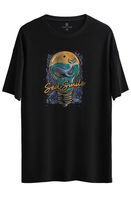 Sea Smile Baskılı Oversize Tişört