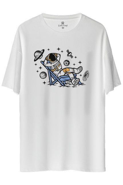 Astronot Baskılı Oversize Tişört