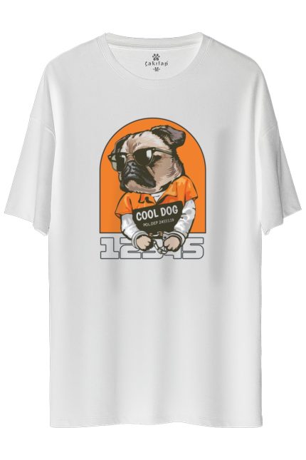 Köpek Baskılı Oversize Tişört