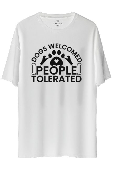 Köpek Baskılı Oversize Tişört