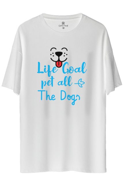 Köpek Baskılı Oversize Tişört