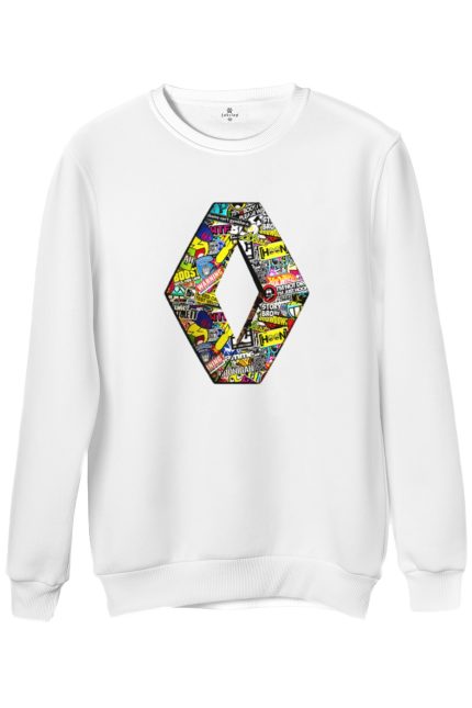 Renault Logo Baskılı Regular Bisiklet Yaka Sweat