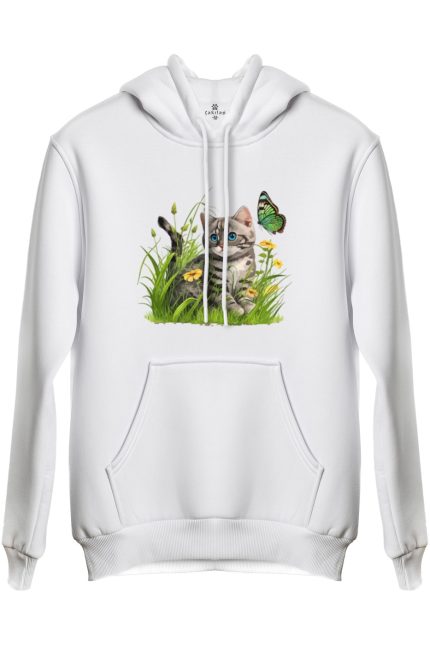 Kedi Baskılı Regular Kapüşonlu Sweat (Hoodie)