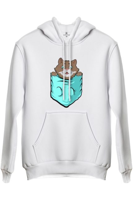 Kedi Baskılı Regular Kapüşonlu Sweat (Hoodie)