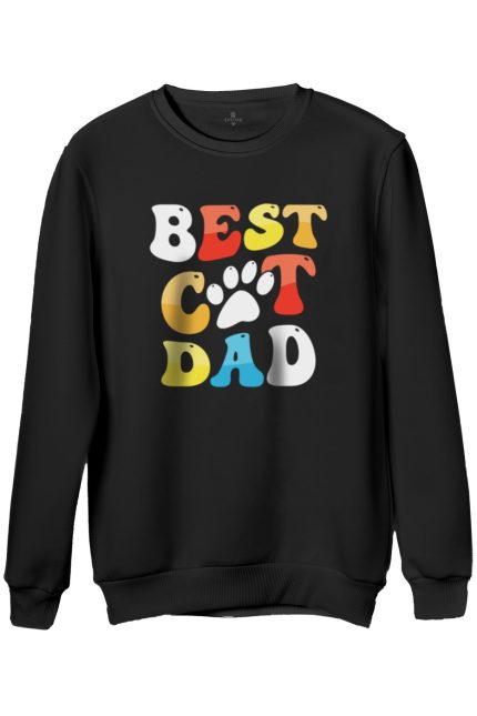 Kedi Baskılı Regular Bisiklet Yaka Sweat