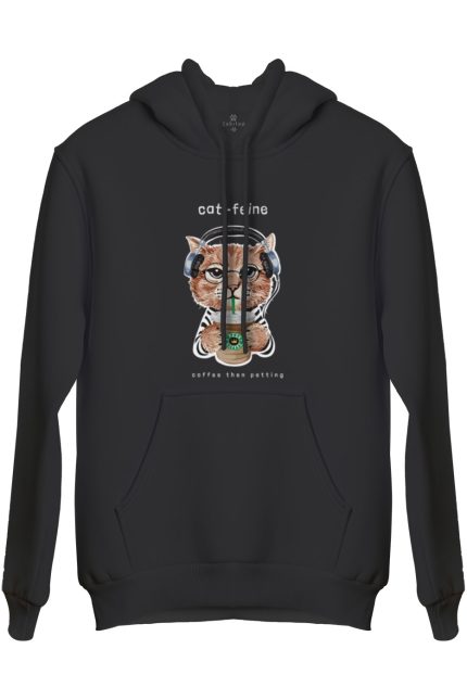 Kedi Baskılı Regular Kapüşonlu Sweat (Hoodie)