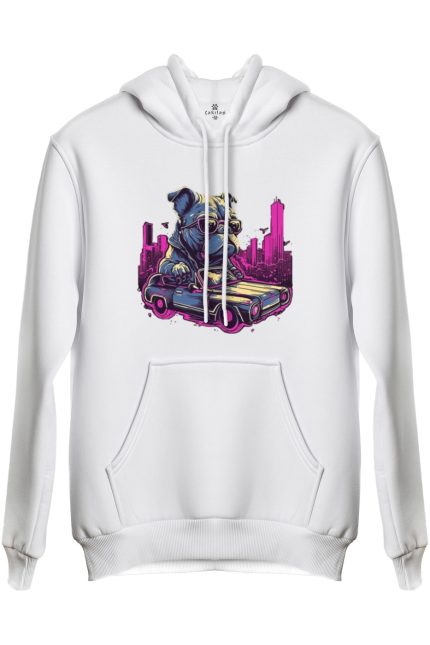 Köpek Baskılı Regular Kapüşonlu Sweat (Hoodie)